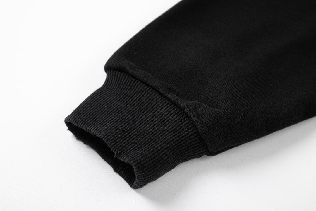Black Cotton Plain Pullover - Men's