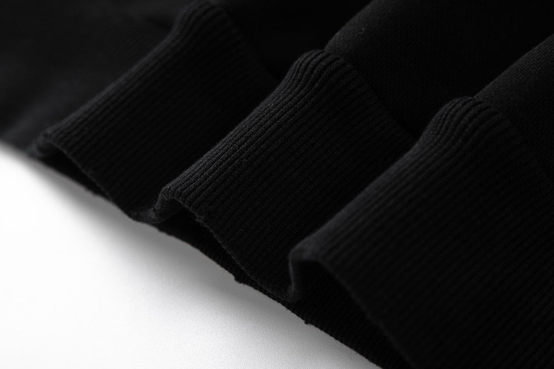 Black Cotton Plain Pullover - Men's