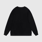 Black Cotton Knight Print Crewneck - Men's