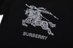 Black Cotton Knight Print Crewneck - Men's