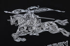 Black Cotton Knight Print Crewneck - Men's