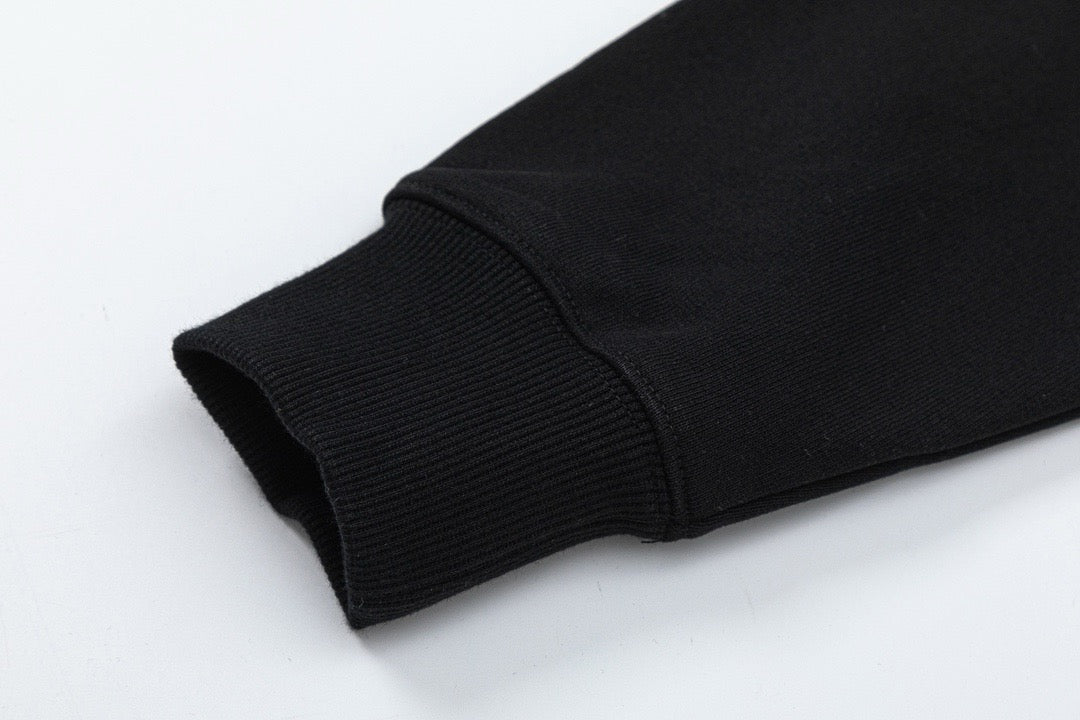 Black Cotton Knight Print Crewneck - Men's