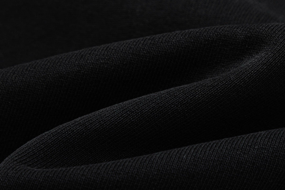 Black Cotton Knight Print Crewneck - Men's