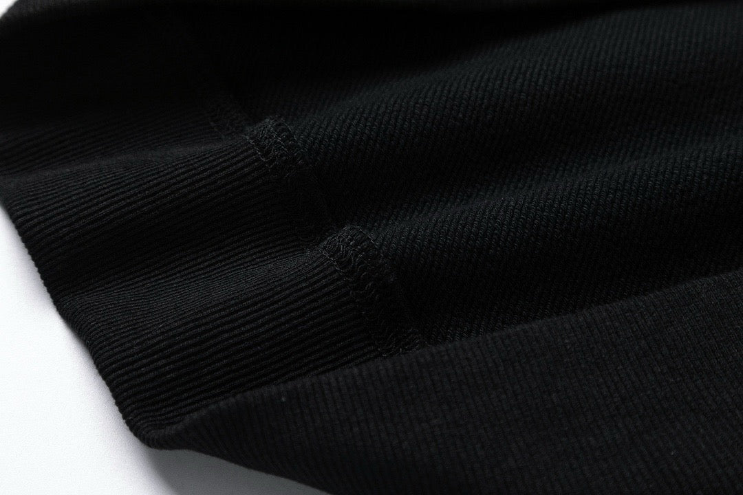 Black Cotton Knight Print Crewneck - Men's