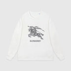 Black Cotton Knight Print Crewneck - Men's