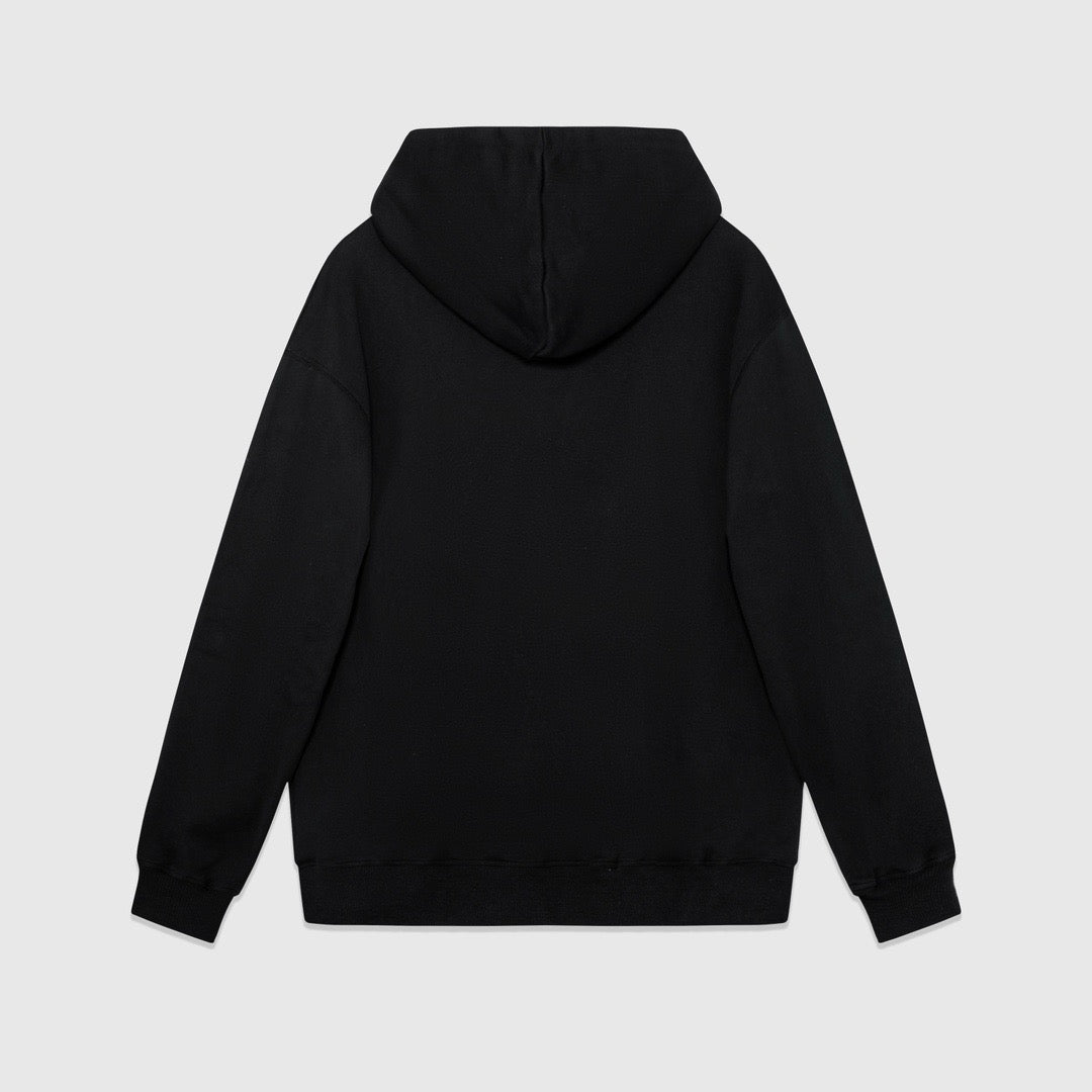 Black Cotton Embroidered Pullover - Men's