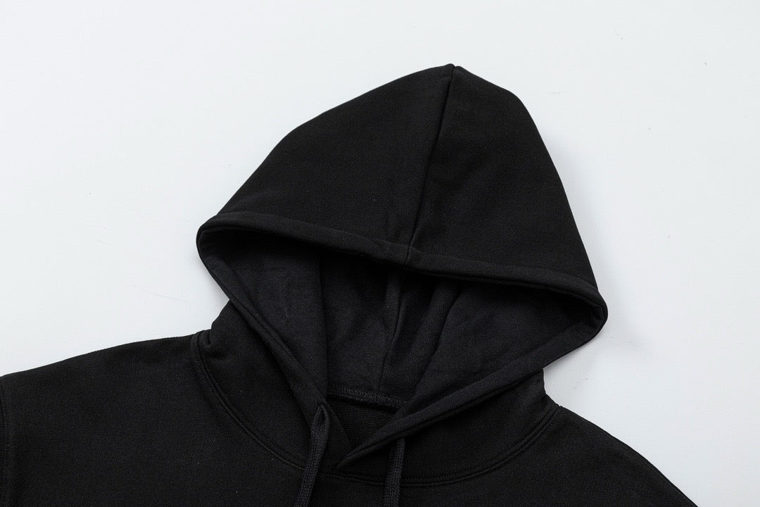 Black Cotton Embroidered Pullover - Men's