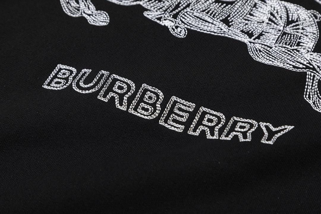 Black Cotton Embroidered Pullover - Men's
