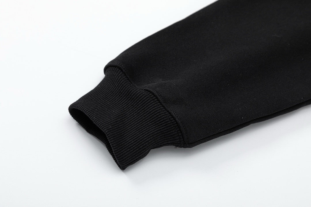 Black Cotton Embroidered Pullover - Men's