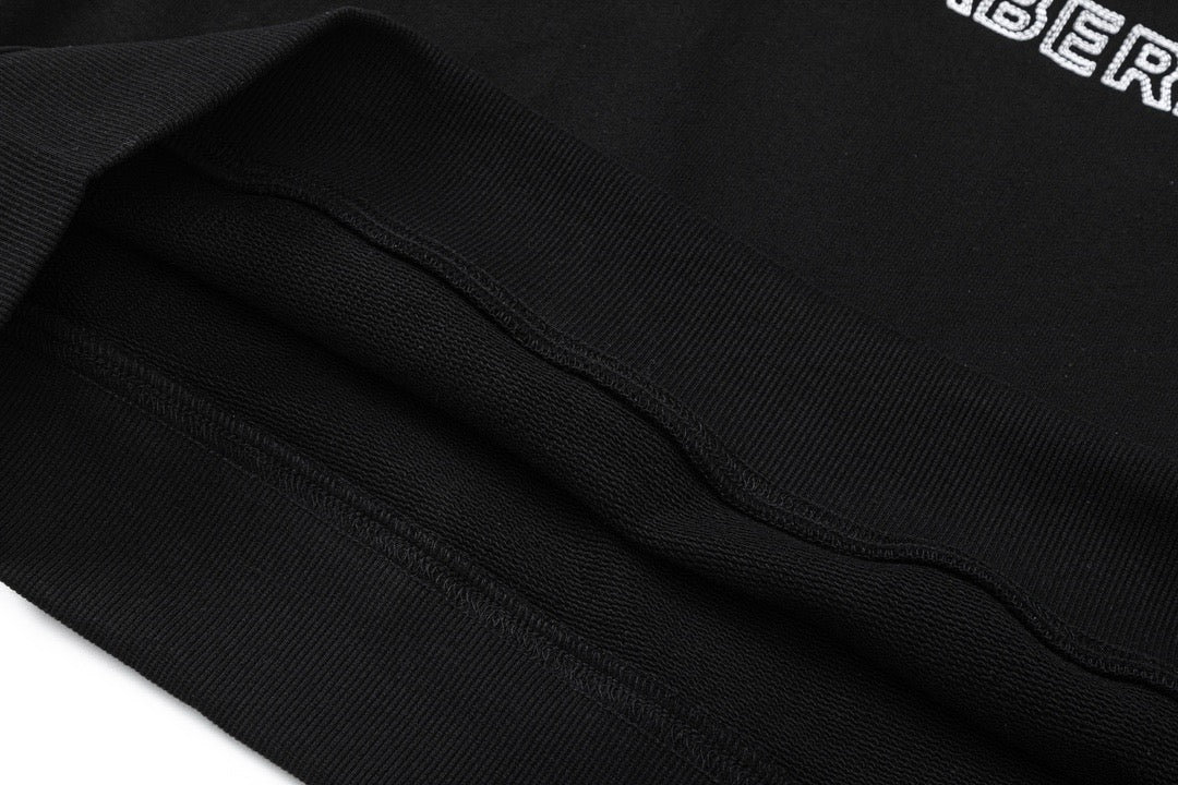 Black Cotton Embroidered Pullover - Men's