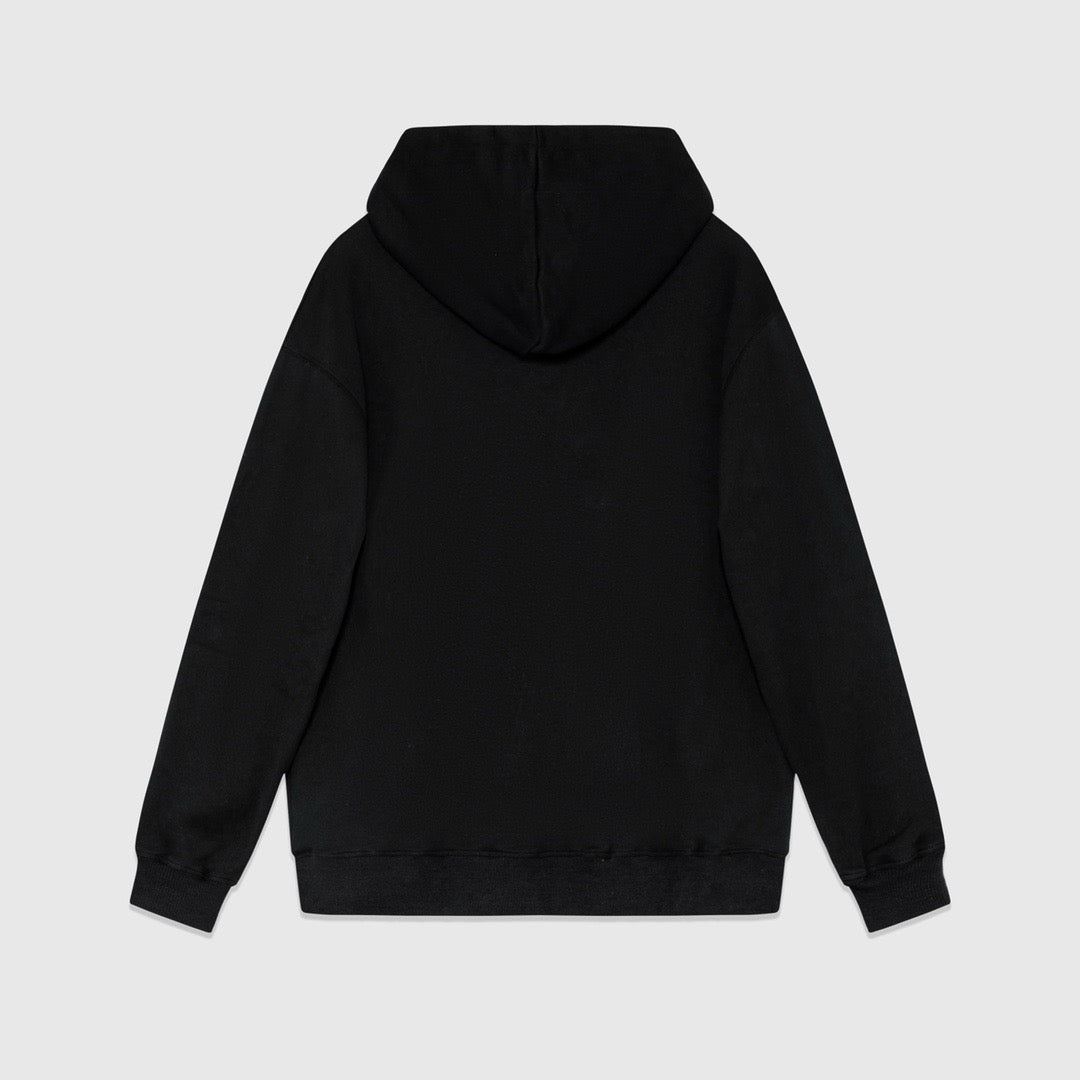 Black Cotton Bold Text Pullover - Men's