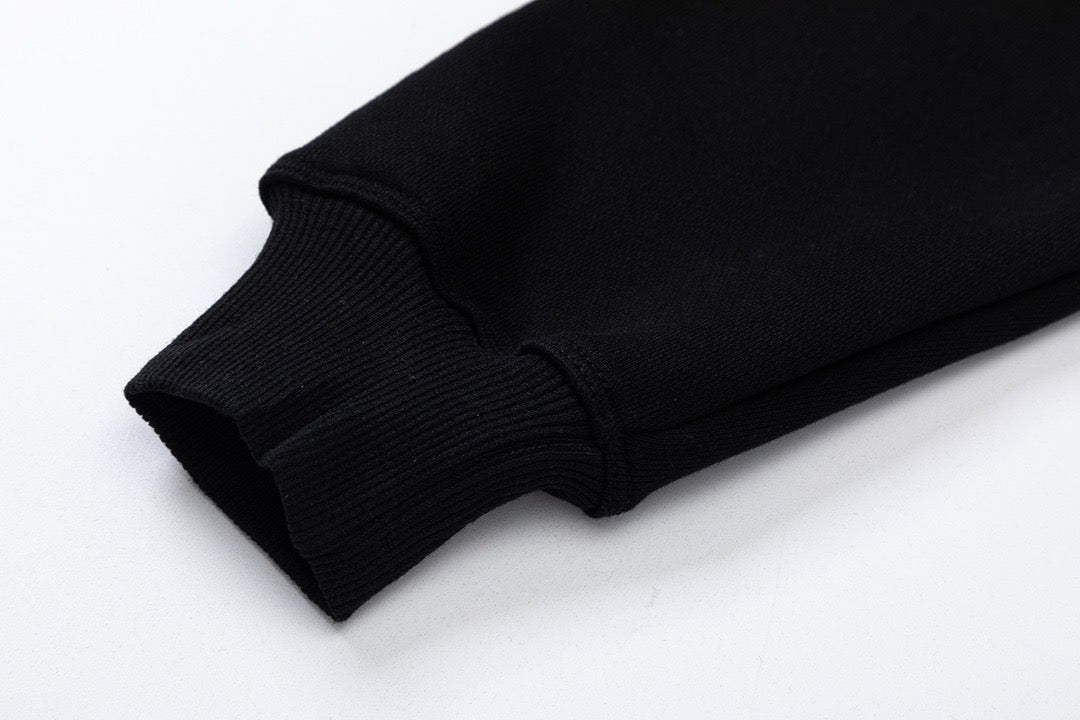 Black Cotton Bold Text Pullover - Men's
