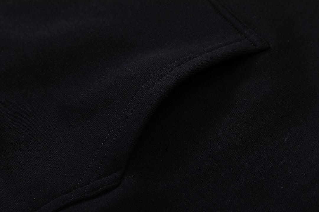 Black Cotton Bold Text Pullover - Men's