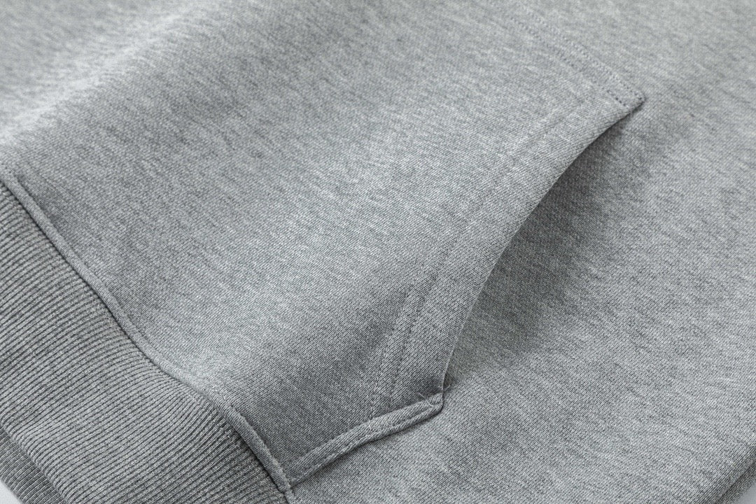 Grey Cotton Plain Pullover - Men's