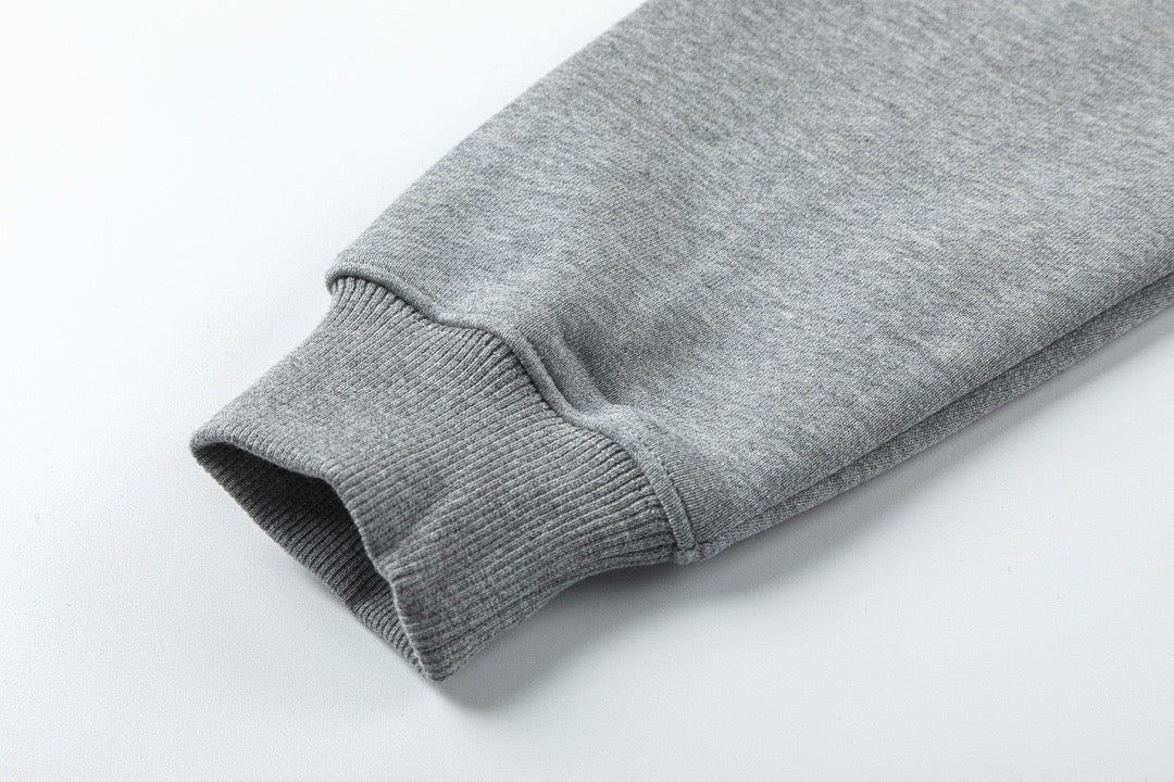 Grey Cotton Plain Pullover - Men's