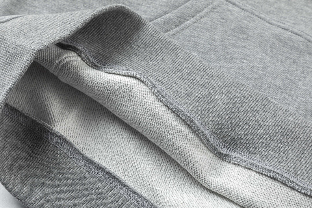 Grey Cotton Plain Pullover - Men's