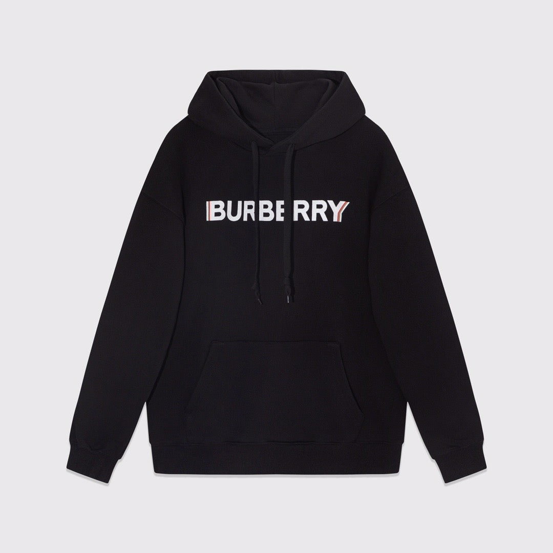 Black Cotton Text Logo Pullover - Men's