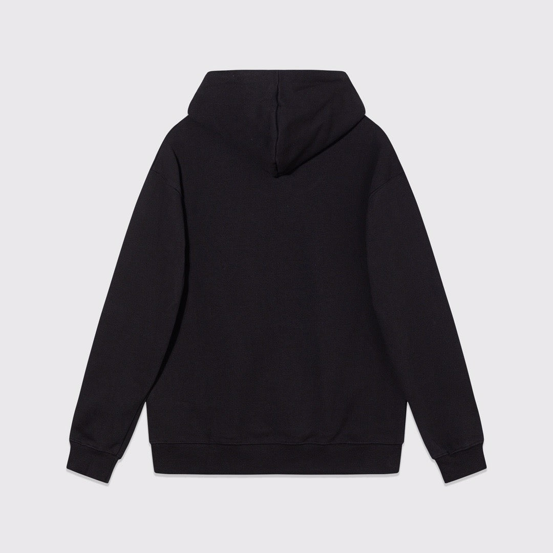 Black Cotton Text Logo Pullover - Men's