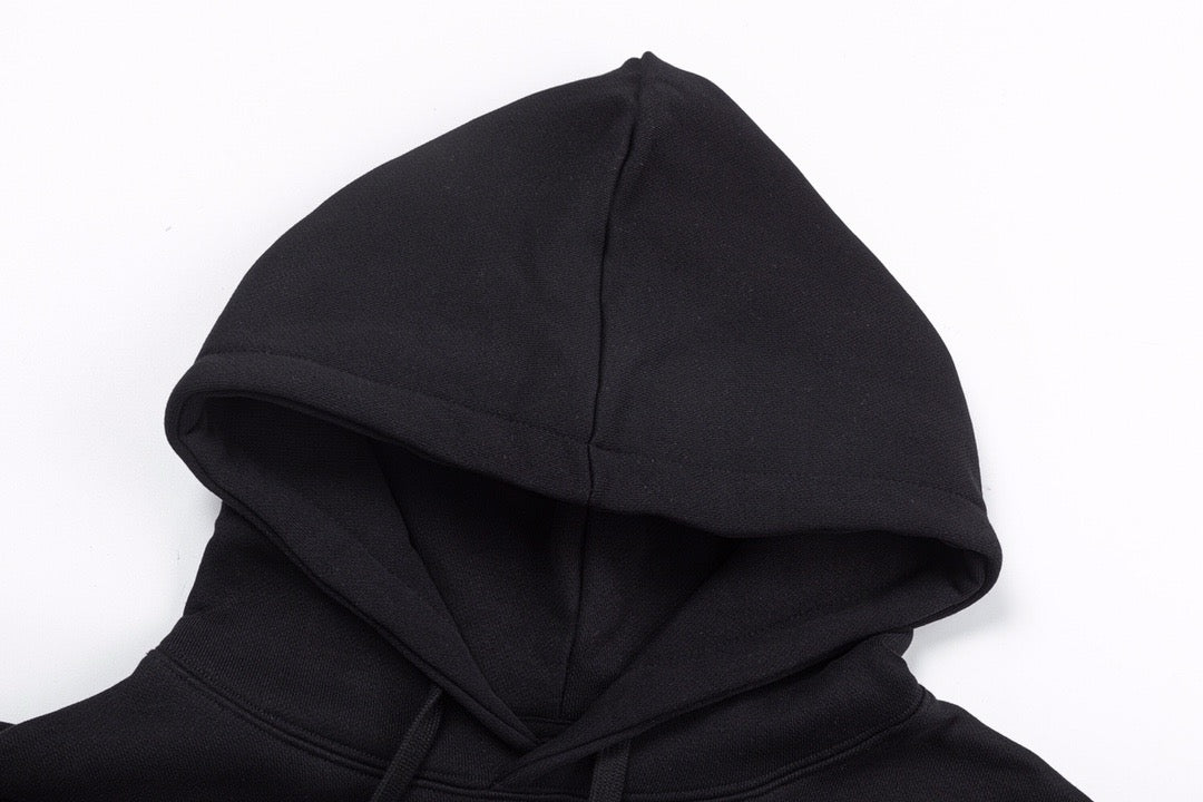 Black Cotton Text Logo Pullover - Men's