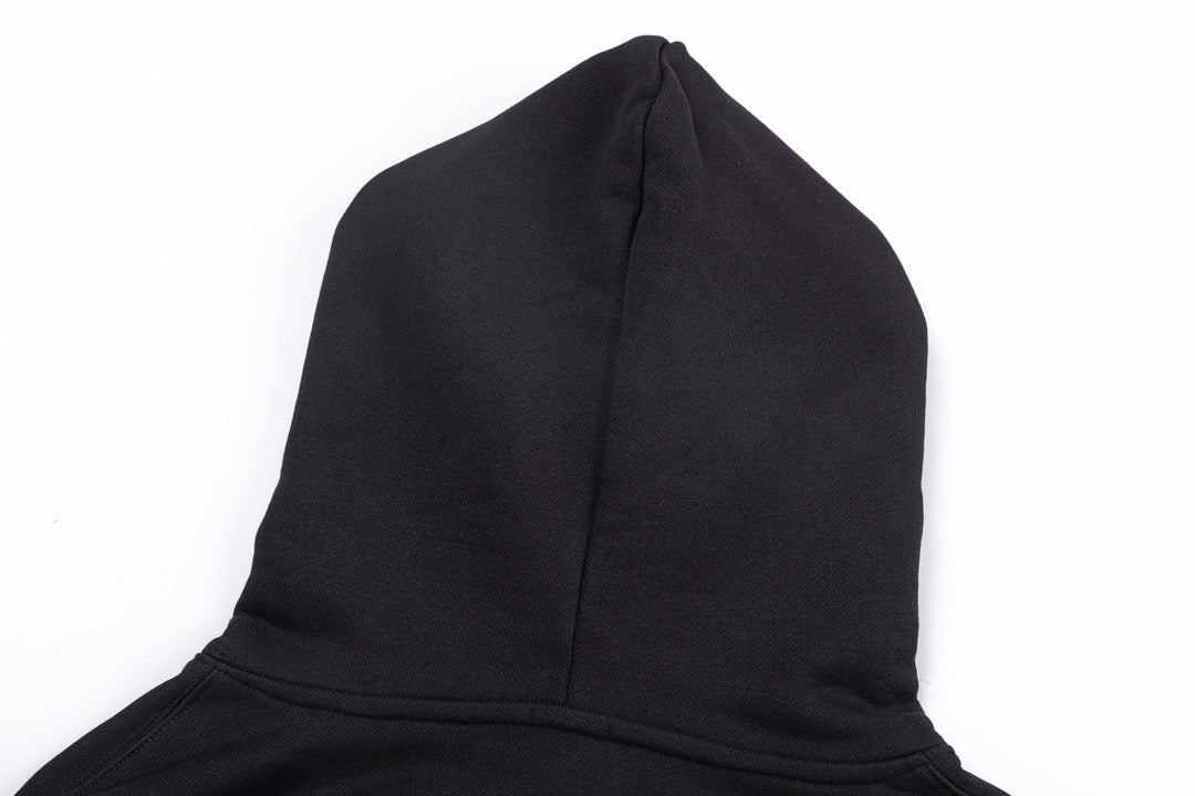 Black Cotton Text Logo Pullover - Men's