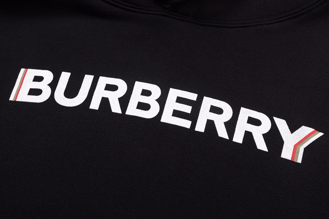 Black Cotton Text Logo Pullover - Men's