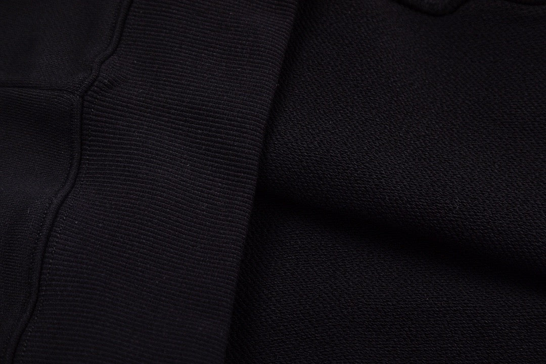 Black Cotton Text Logo Pullover - Men's