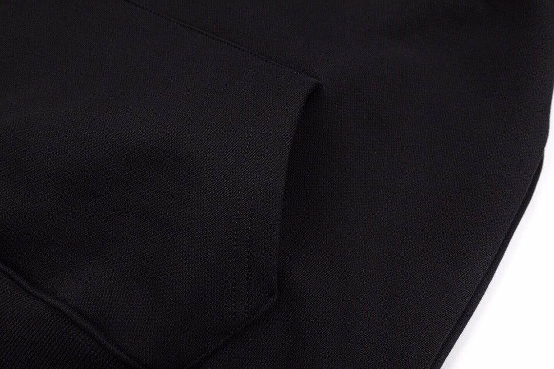 Black Cotton Text Logo Pullover - Men's