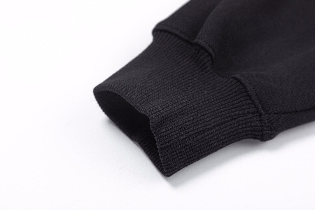 Black Cotton Text Logo Pullover - Men's