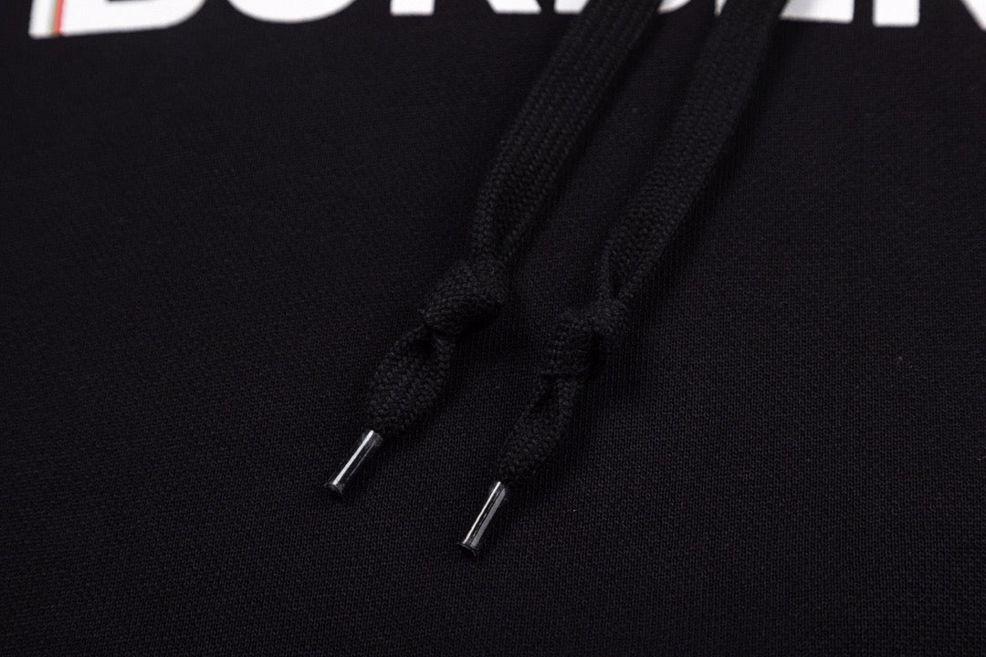 Black Cotton Text Logo Pullover - Men's
