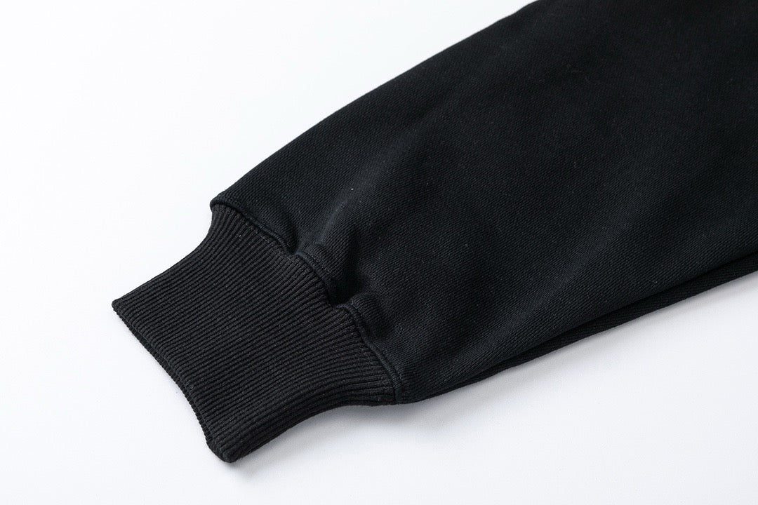Black Cotton Text Logo Crewneck - Men's