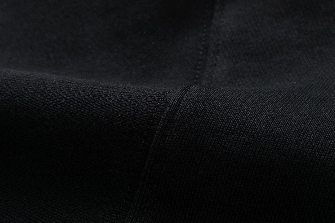Black Cotton Text Logo Crewneck - Men's