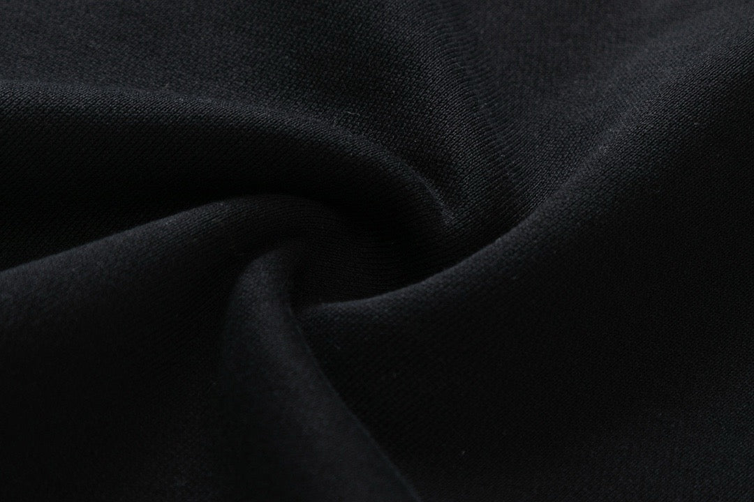 Black Cotton Text Logo Crewneck - Men's