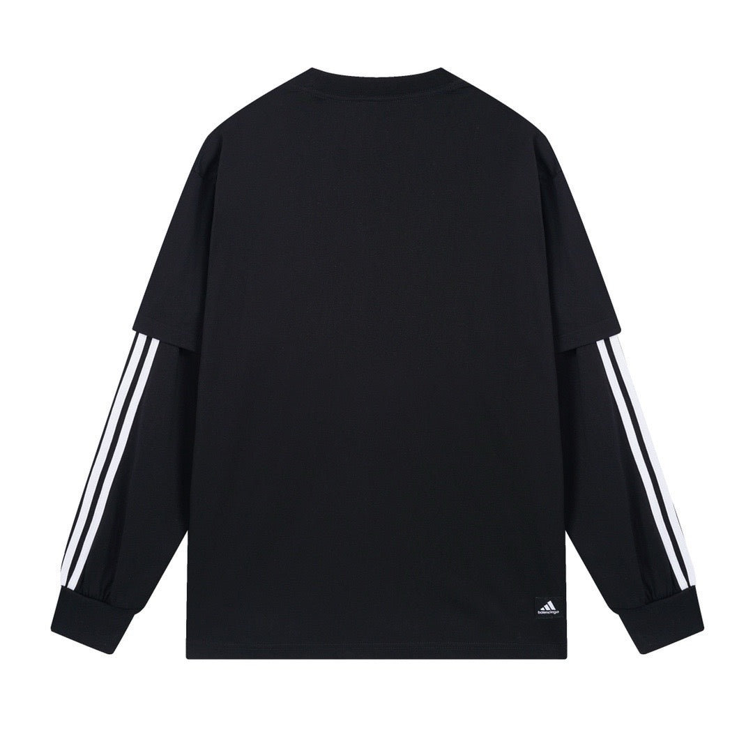 Black Jersey Striped Sleeve Long-Sleeve - Men's