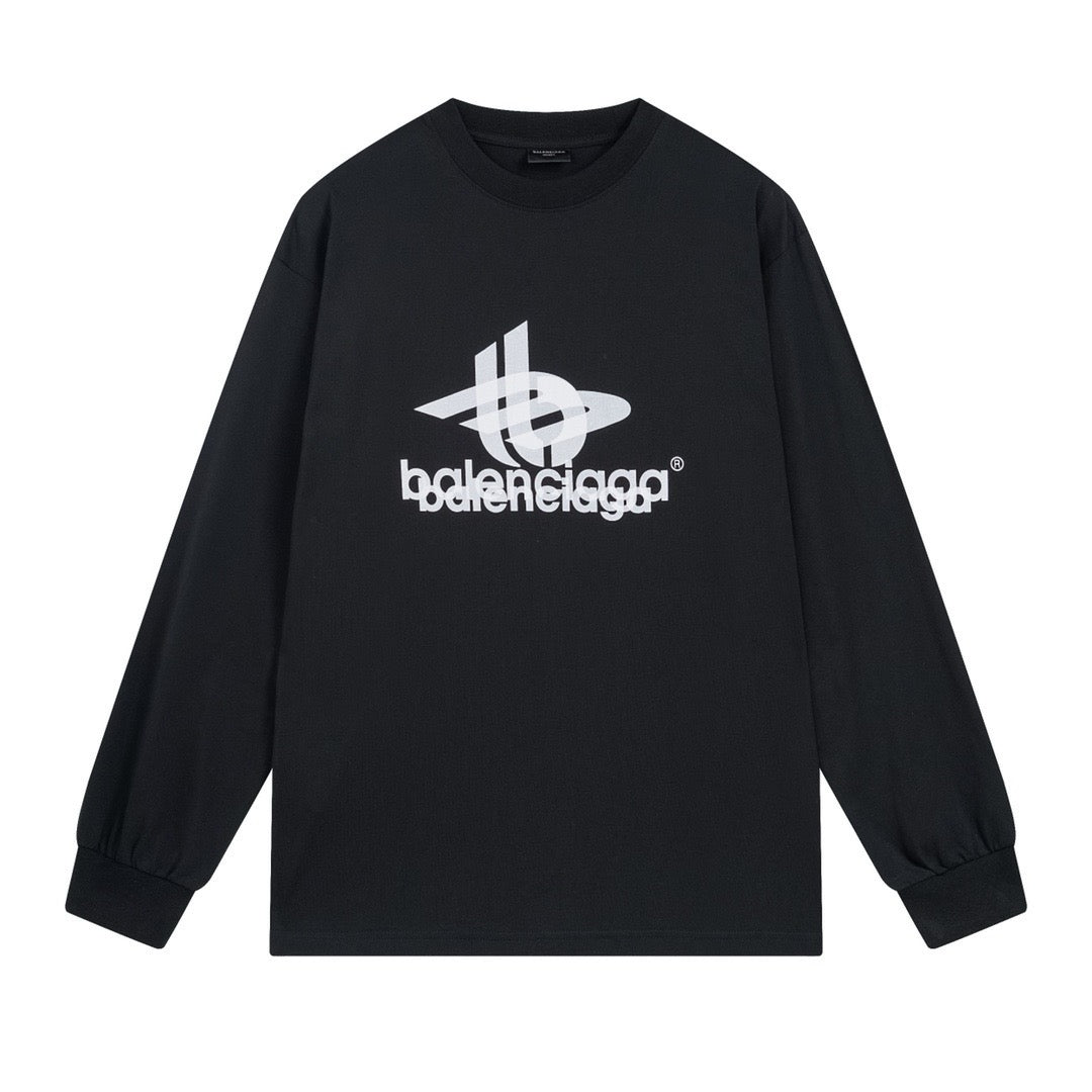 Black Cotton Logo Long-Sleeve - Men's