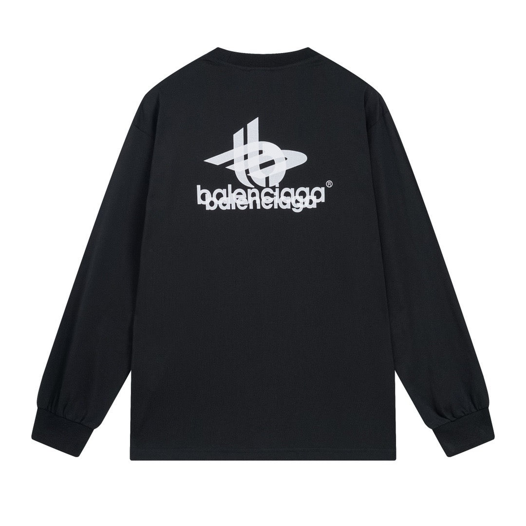 Black Cotton Logo Long-Sleeve - Men's