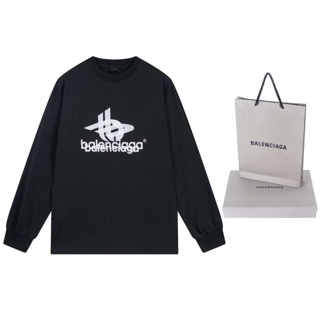 Black Cotton Logo Long-Sleeve - Men's