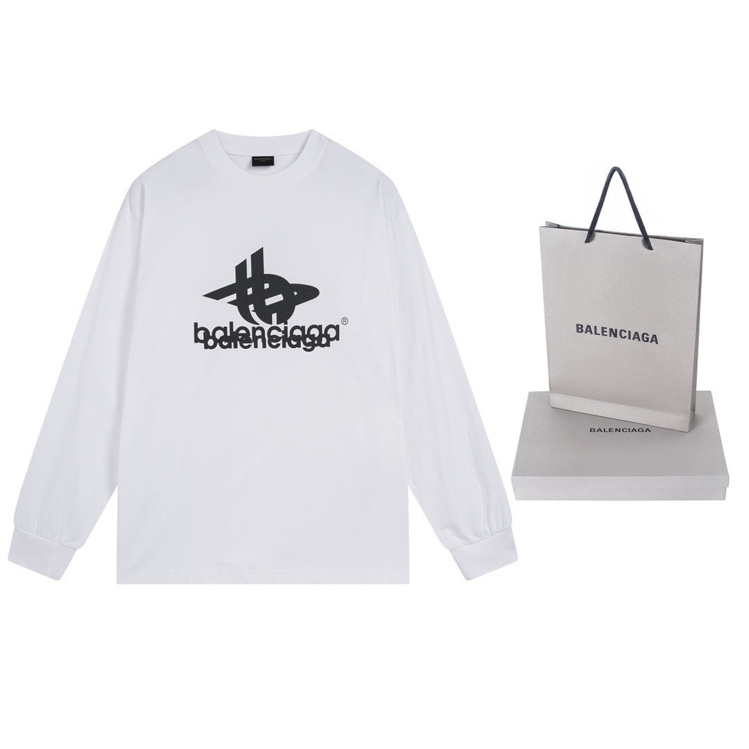 Black Cotton Logo Long-Sleeve - Men's