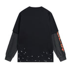 Black Cotton Flame Graphic Long-Sleeve - Men's