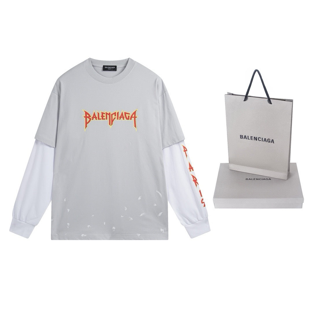Black Cotton Flame Graphic Long-Sleeve - Men's
