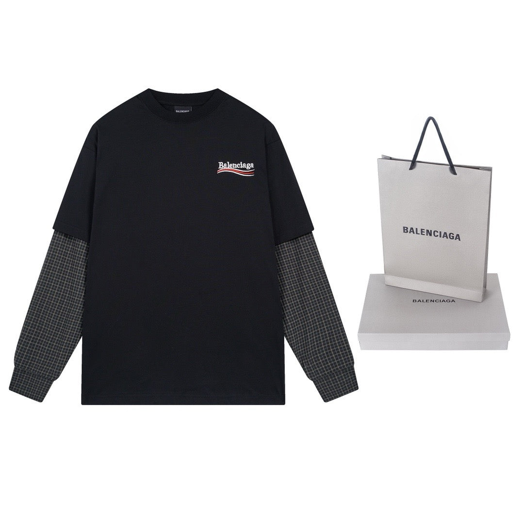 Check Sleeve Long Sleeve T-Shirt - Men's