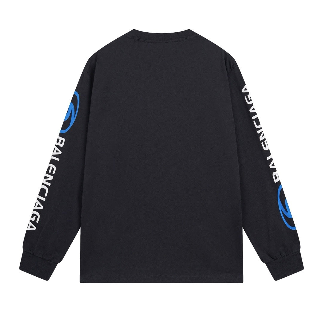 Black Cotton Graphic Long-Sleeve - Men's