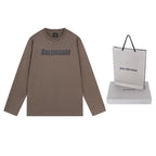 Black Cotton Text Logo Long-Sleeve - Men's