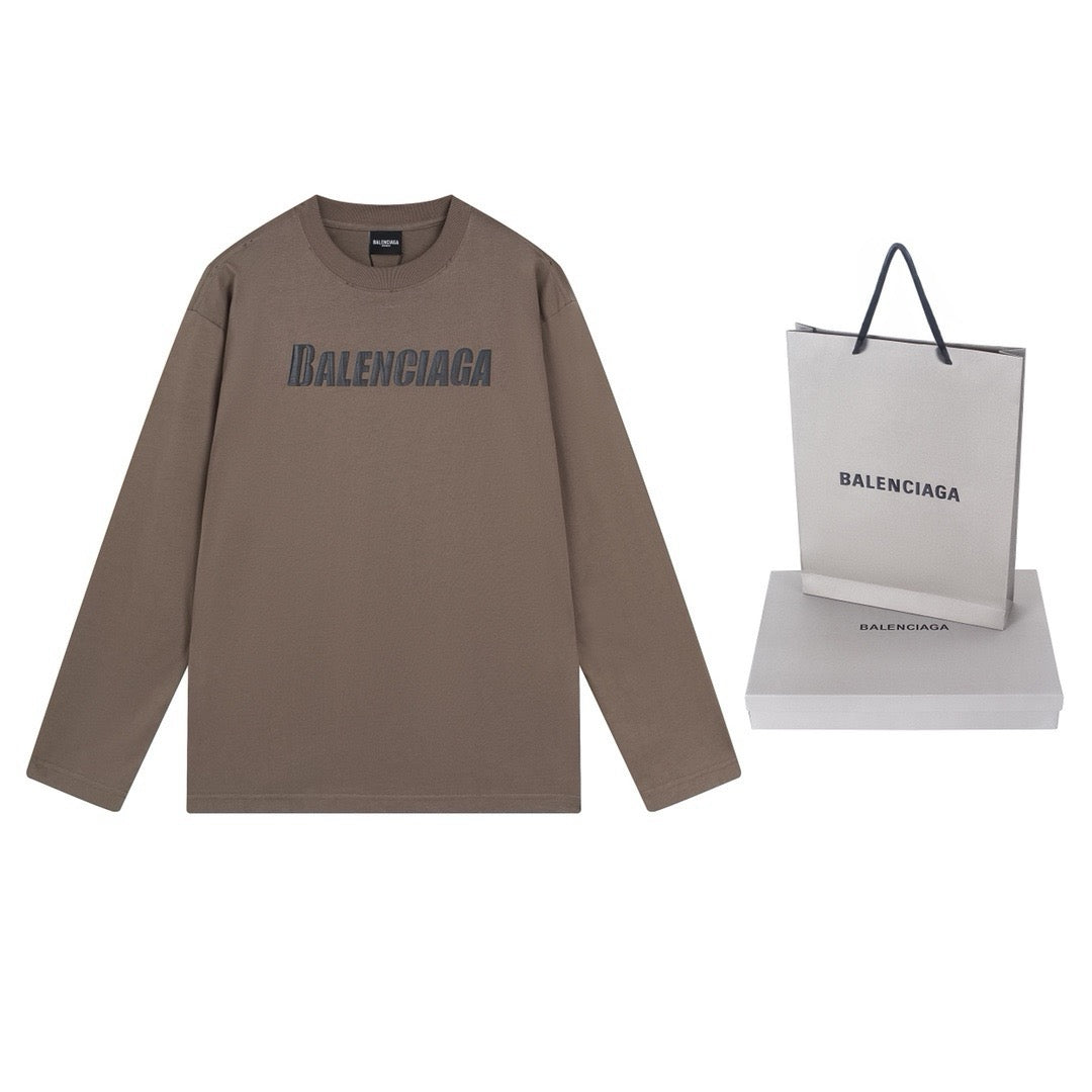 Black Cotton Text Logo Long-Sleeve - Men's