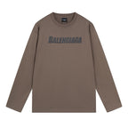 Black Cotton Text Logo Long-Sleeve - Men's