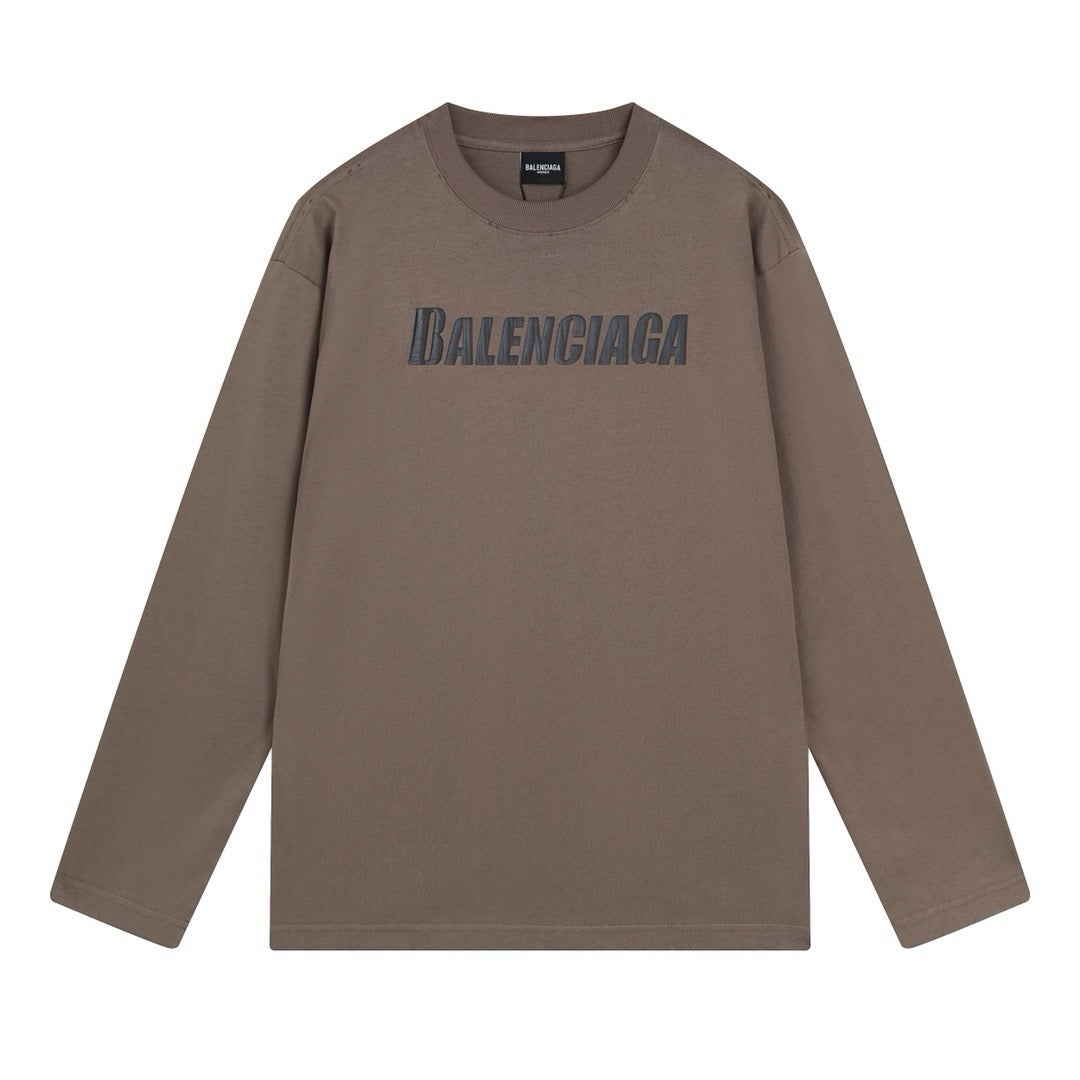 Black Cotton Text Logo Long-Sleeve - Men's