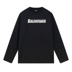 Black Cotton Text Logo Long-Sleeve - Men's