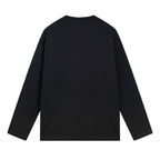 Black Cotton Text Logo Long-Sleeve - Men's