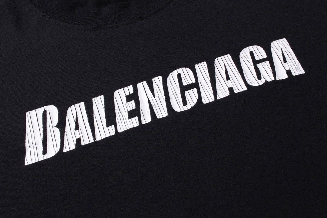 Black Cotton Text Logo Long-Sleeve - Men's