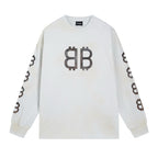 Black Cotton Monogram Long-Sleeve - Men's