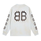 Black Cotton Monogram Long-Sleeve - Men's